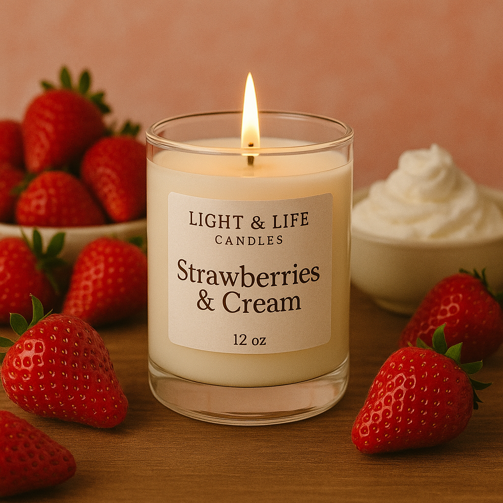 Strawberries & Cream scented 12oz Candle