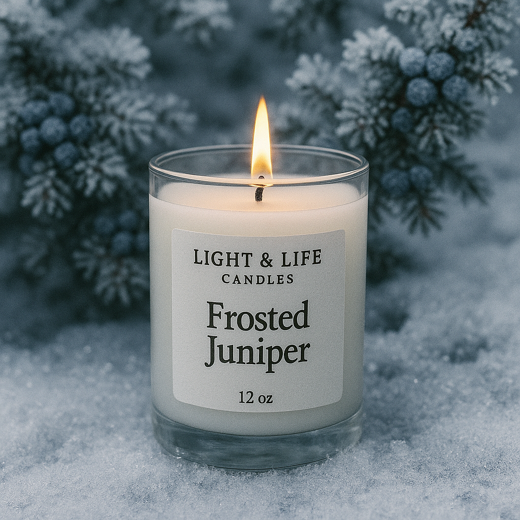 Frosted Juniper scented 12oz Candle