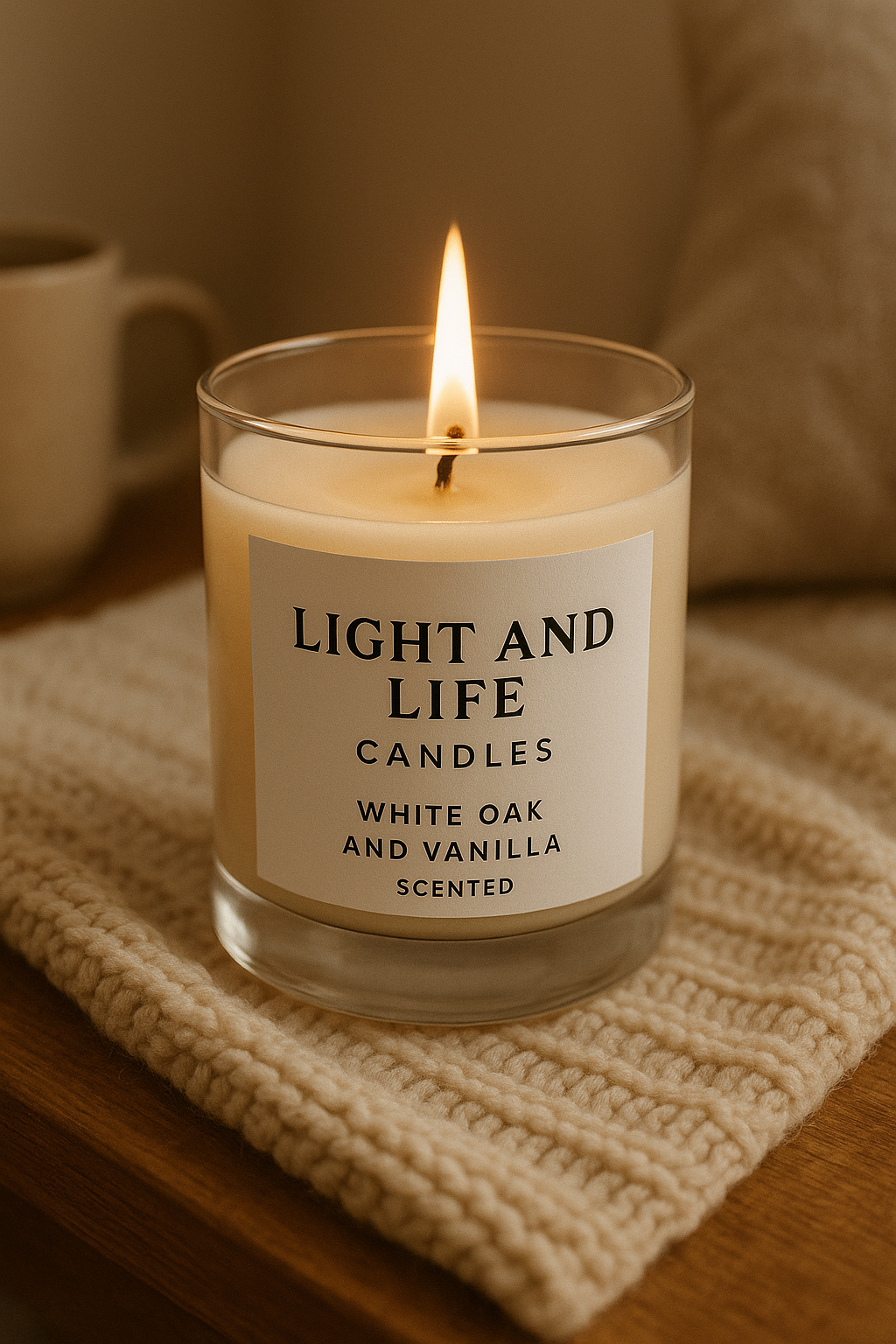 White Oak And Vanilla scented 12oz Candle